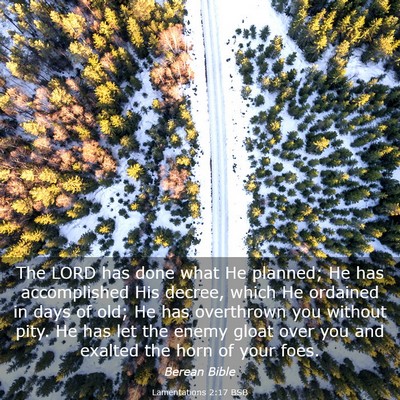 Picture 03 - Lamentations 2:17 BSB - The LORD has done what He planned; He has - Bible Verse Picture