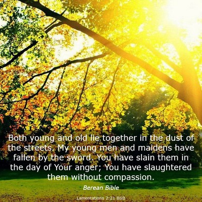 Picture 03 - Lamentations 2:21 BSB - Both young and old lie together in the dust of - Bible Verse Picture