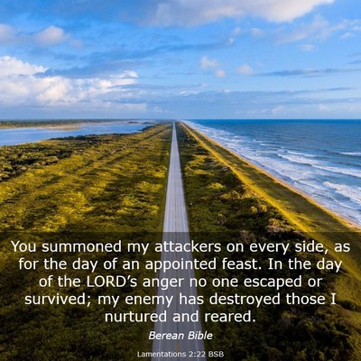 Picture 03 - Lamentations 2:22 BSB - You summoned my attackers on every side, as for - Bible Verse Picture