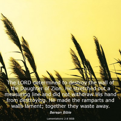 Picture 03 - Lamentations 2:8 BSB - The LORD determined to destroy the wall of the - Bible Verse Picture