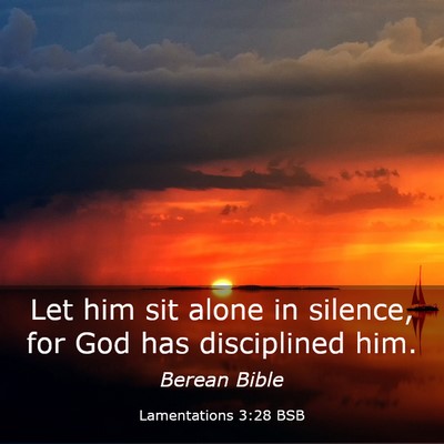 Picture 03 - Lamentations 3:28 BSB - Let him sit alone in silence, for God has - Bible Verse Picture
