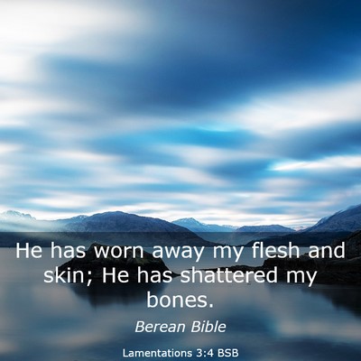 Picture 03 - Lamentations 3:4 BSB - He has worn away my flesh and skin; He has - Bible Verse Picture