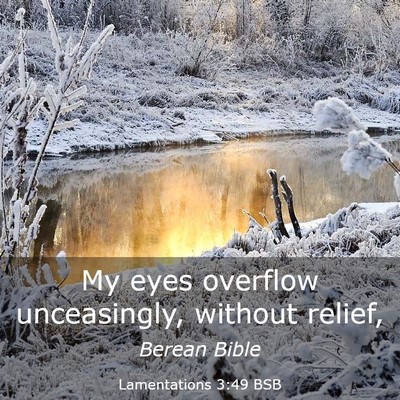 Picture 03 - Lamentations 3:49 BSB - My eyes overflow unceasingly, without - Bible Verse Picture
