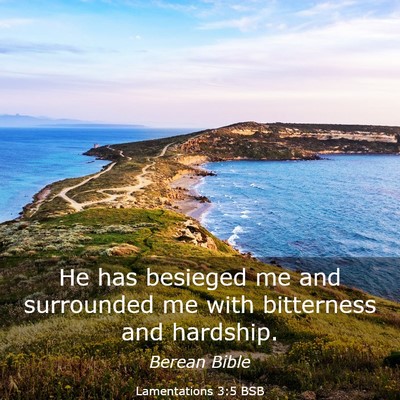 Picture 03 - Lamentations 3:5 BSB - He has besieged me and surrounded me with - Bible Verse Picture