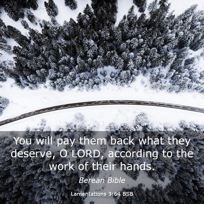 Picture 03 - Lamentations 3:64 BSB - You will pay them back what they deserve, O LORD, - Bible Verse Picture