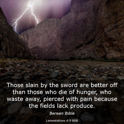Picture 03 - Lamentations 4:9 BSB - Those slain by the sword are better off than - Bible Verse Picture