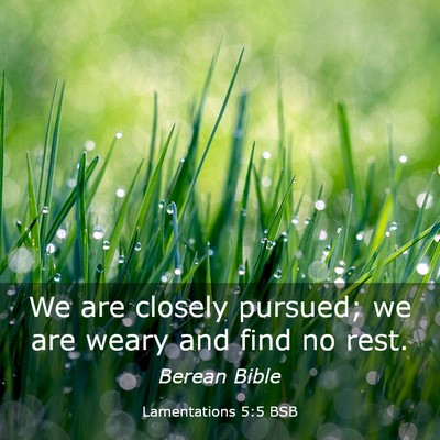 Picture 03 - Lamentations 5:5 BSB - We are closely pursued; we are weary and find no - Bible Verse Picture