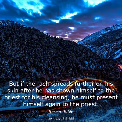 Picture 03 - Leviticus 13:7 BSB - But if the rash spreads further on his skin after - Bible Verse Picture