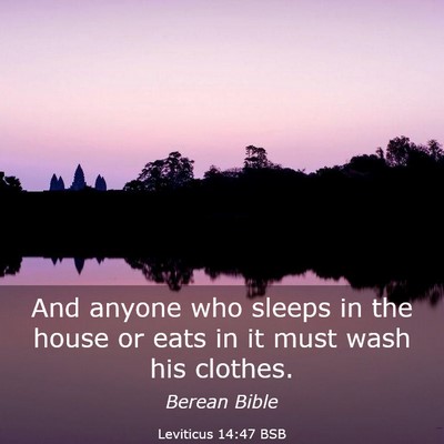 Picture 03 - Leviticus 14:47 BSB - And anyone who sleeps in the house or eats in it - Bible Verse Picture