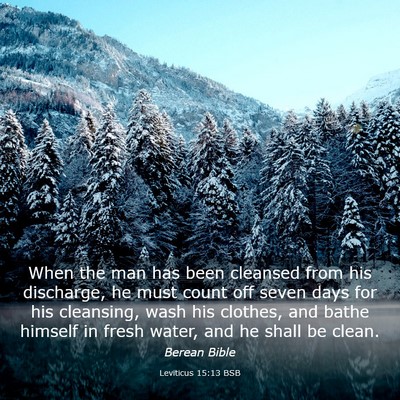 Picture 03 - Leviticus 15:13 BSB - When the man has been cleansed from his - Bible Verse Picture