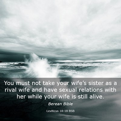 Picture 03 - Leviticus 18:18 BSB - You must not take your wife’s sister as a rival - Bible Verse Picture