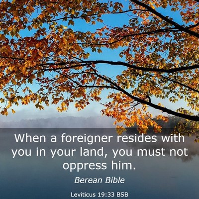 Picture 03 - Leviticus 19:33 BSB - When a foreigner resides with you in your land, - Bible Verse Picture