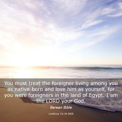 Picture 03 - Leviticus 19:34 BSB - You must treat the foreigner living among you as - Bible Verse Picture