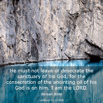 Picture 03 - Leviticus 21:12 BSB - He must not leave or desecrate the sanctuary of - Bible Verse Picture