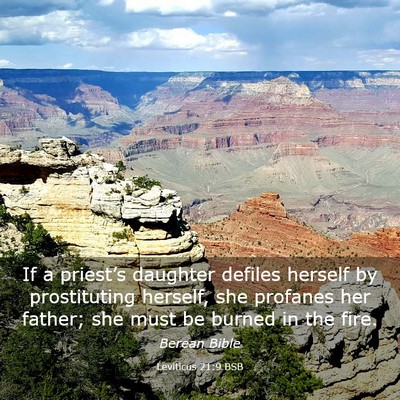 Picture 03 - Leviticus 21:9 BSB - If a priest’s daughter defiles herself by - Bible Verse Picture