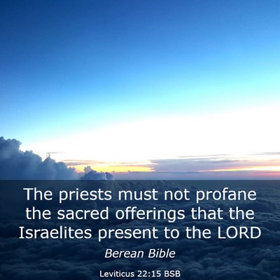 Picture 03 - Leviticus 22:15 BSB - The priests must not profane the sacred offerings - Bible Verse Picture