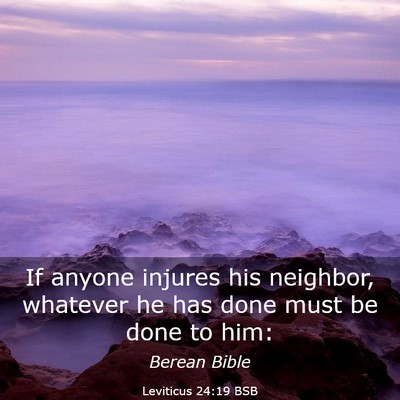 Picture 03 - Leviticus 24:19 BSB - If anyone injures his neighbor, whatever he has - Bible Verse Picture