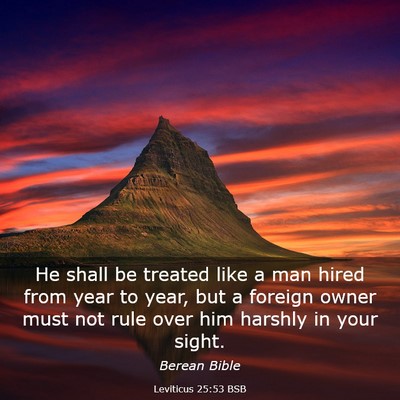 Picture 03 - Leviticus 25:53 BSB - He shall be treated like a man hired from year to - Bible Verse Picture