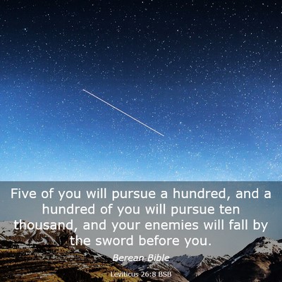 Picture 03 - Leviticus 26:8 BSB - Five of you will pursue a hundred, and a hundred - Bible Verse Picture