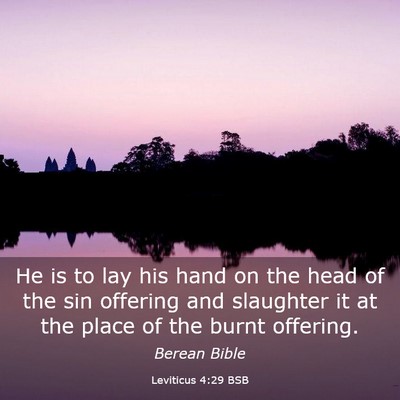 Picture 03 - Leviticus 4:29 BSB - He is to lay his hand on the head of the sin - Bible Verse Picture