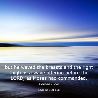 Picture 03 - Leviticus 9:21 BSB - but he waved the breasts and the right thigh as a - Bible Verse Picture