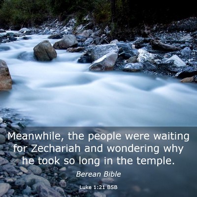 Picture 03 - Luke 1:21 BSB - Meanwhile, the people were waiting for Zechariah - Bible Verse Picture
