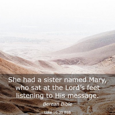 Picture 03 - Luke 10:39 BSB - She had a sister named Mary, who sat at the - Bible Verse Picture