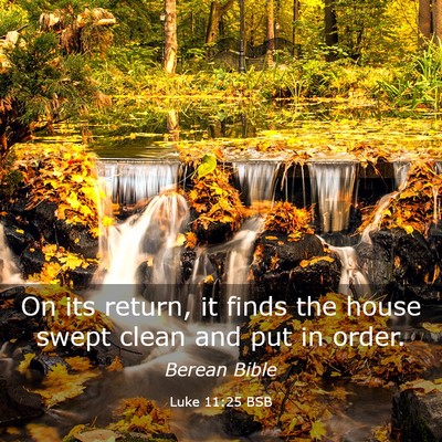 Picture 03 - Luke 11:25 BSB - On its return, it finds the house swept clean and - Bible Verse Picture
