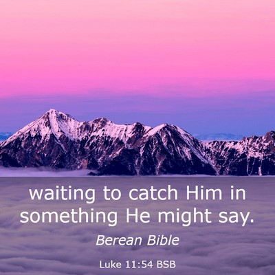 Picture 03 - Luke 11:54 BSB - waiting to catch Him in something He might - Bible Verse Picture