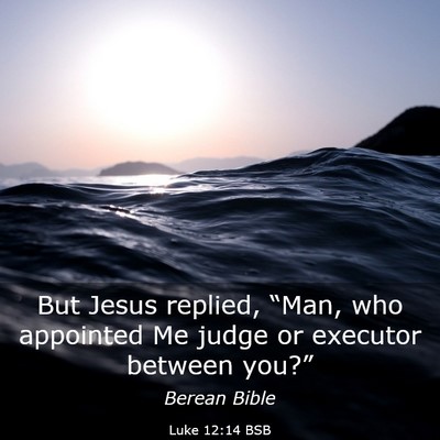 Picture 03 - Luke 12:14 BSB - But Jesus replied, “Man, who appointed Me judge - Bible Verse Picture