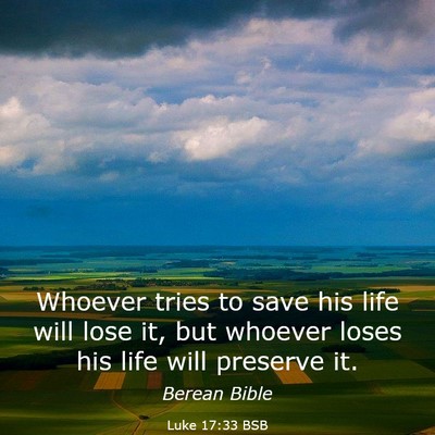 Picture 03 - Luke 17:33 BSB - Whoever tries to save his life will lose it, but - Bible Verse Picture