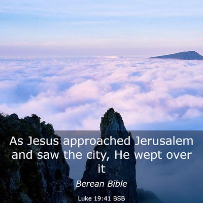 Picture 03 - Luke 19:41 BSB - As Jesus approached Jerusalem and saw the city, - Bible Verse Picture