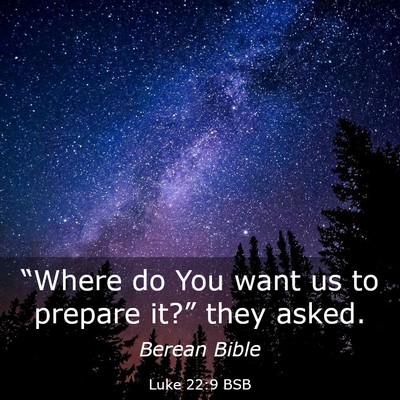 Picture 03 - Luke 22:9 BSB - “Where do You want us to prepare it?” they - Bible Verse Picture