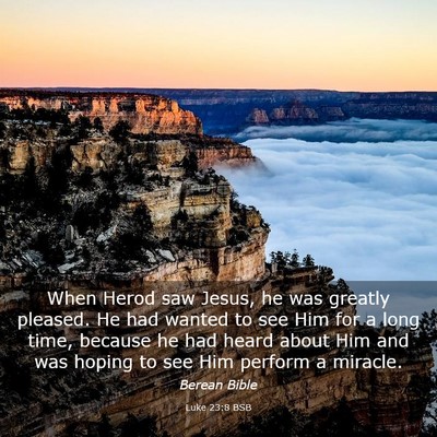 Picture 03 - Luke 23:8 BSB - When Herod saw Jesus, he was greatly pleased. He - Bible Verse Picture