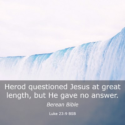 Picture 03 - Luke 23:9 BSB - Herod questioned Jesus at great length, but He - Bible Verse Picture