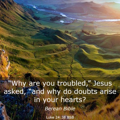 Picture 03 - Luke 24:38 BSB - “Why are you troubled,” Jesus asked, “and - Bible Verse Picture