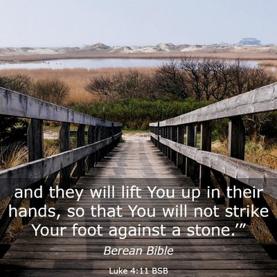 Picture 03 - Luke 4:11 BSB - and they will lift You up in their hands, so that - Bible Verse Picture