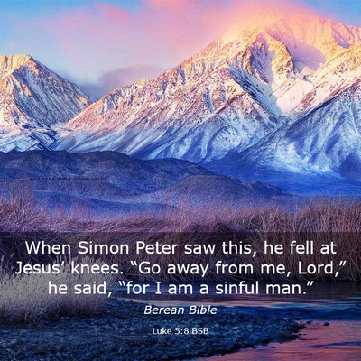 Picture 03 - Luke 5:8 BSB - When Simon Peter saw this, he fell at Jesus’ - Bible Verse Picture