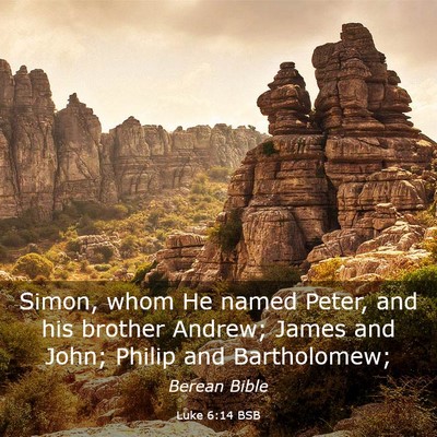 Picture 03 - Luke 6:14 BSB - Simon, whom He named Peter, and his brother - Bible Verse Picture