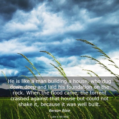 Picture 03 - Luke 6:48 BSB - He is like a man building a house, who dug down - Bible Verse Picture