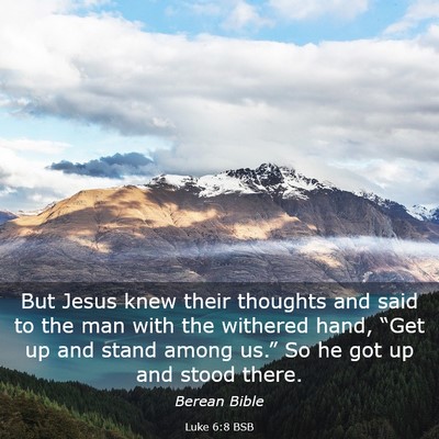 Picture 03 - Luke 6:8 BSB - But Jesus knew their thoughts and said to the man - Bible Verse Picture