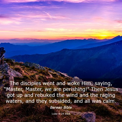 Picture 03 - Luke 8:24 BSB - The disciples went and woke Him, saying, - Bible Verse Picture