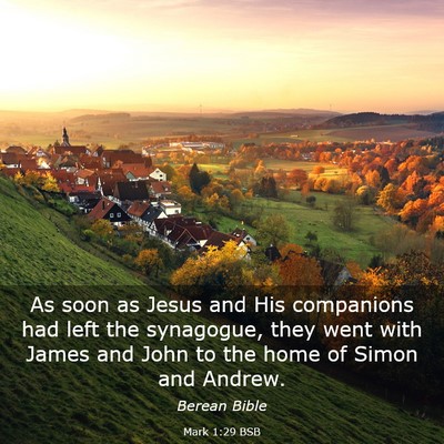 Picture 03 - Mark 1:29 BSB - As soon as Jesus and His companions had left the - Bible Verse Picture