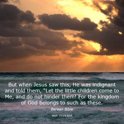 Picture 03 - Mark 10:14 BSB - But when Jesus saw this, He was indignant and - Bible Verse Picture