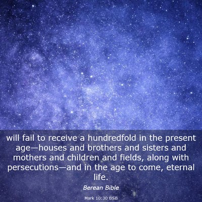 Picture 03 - Mark 10:30 BSB - will fail to receive a hundredfold in the present - Bible Verse Picture