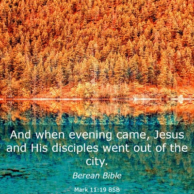 Picture 03 - Mark 11:19 BSB - And when evening came, Jesus and His disciples - Bible Verse Picture