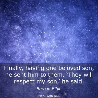 Picture 03 - Mark 12:6 BSB - Finally, having one beloved son, he sent him to - Bible Verse Picture