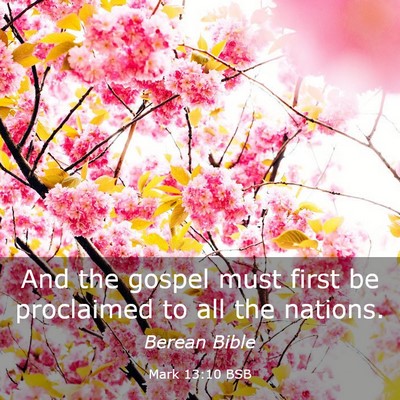 Picture 03 - Mark 13:10 BSB - And the gospel must first be proclaimed to all - Bible Verse Picture