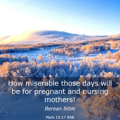 Picture 03 - Mark 13:17 BSB - How miserable those days will be for pregnant and - Bible Verse Picture