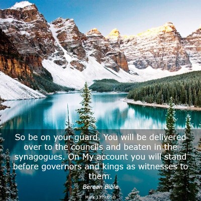 Picture 03 - Mark 13:9 BSB - So be on your guard. You will be delivered over - Bible Verse Picture